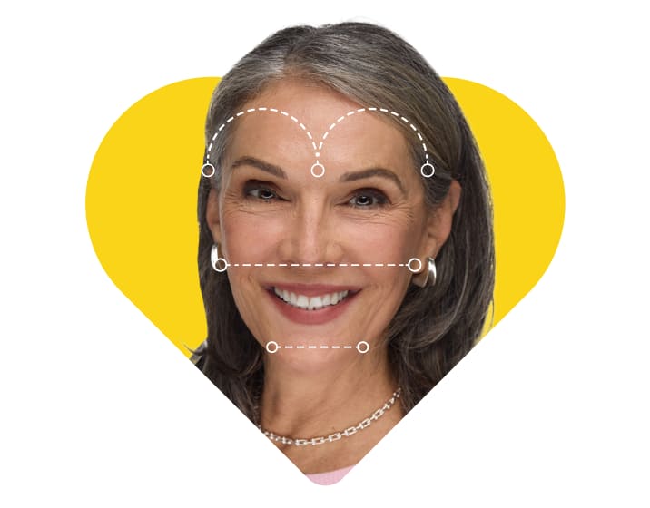 Heart face outline on a reference model