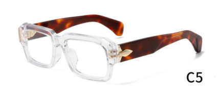 JJ Series Acetate Glasses J3313 — Clear with Tortoiseshell Temples
