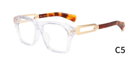 JJ Series Acetate Glasses J3316 — Clear with Tortoiseshell Temples